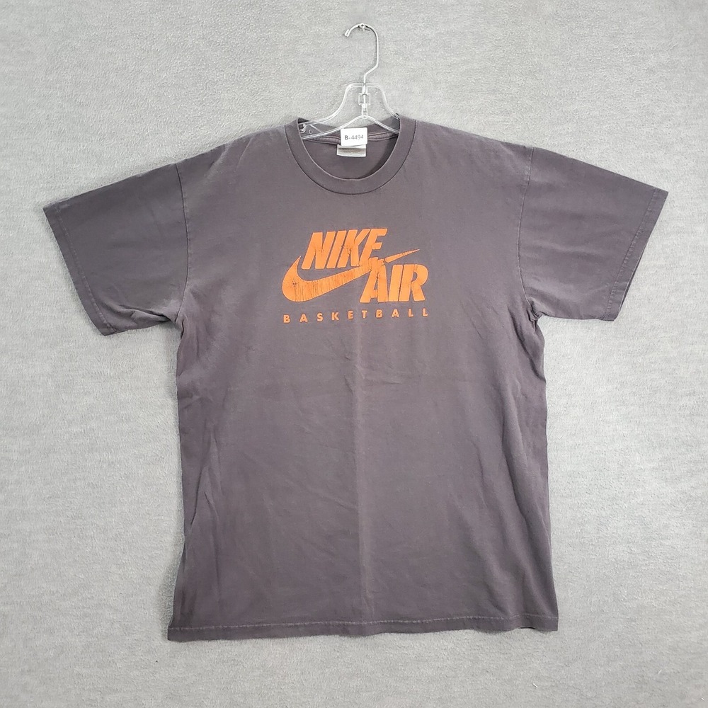 Nike Air Men Shirt Large Gray Y2K Basketball Logo Swoosh Short‎ Sleeve Tee